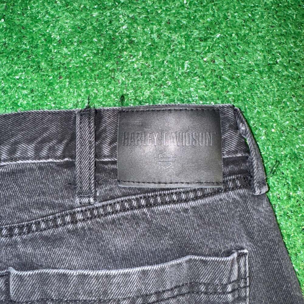 Y2K Harley-Davidson Men's Black Faded Straight Leg Denim Jeans, Size 38x30 - Picture 6 of 6